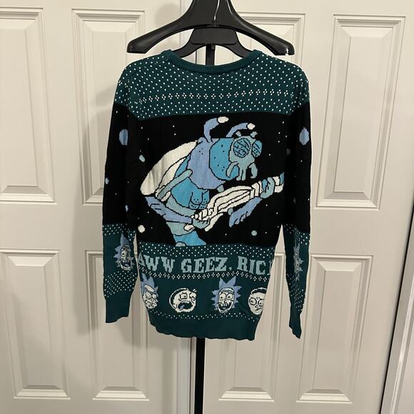 Rick and Morty Alien Aww Geez Rick Christmas Sweater Size Small - Picture 3 of 3